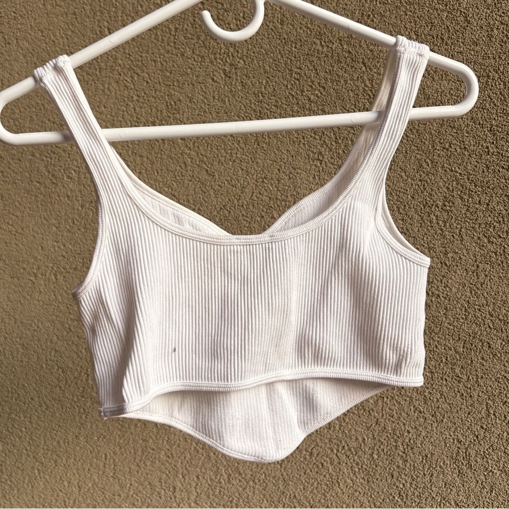ZARA White Ribbed Crop Top - Picture 2 of 3